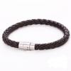 Unisex Women Men Genuine Braided Leather Steel Magnetic Clasp Bracelet Bangle