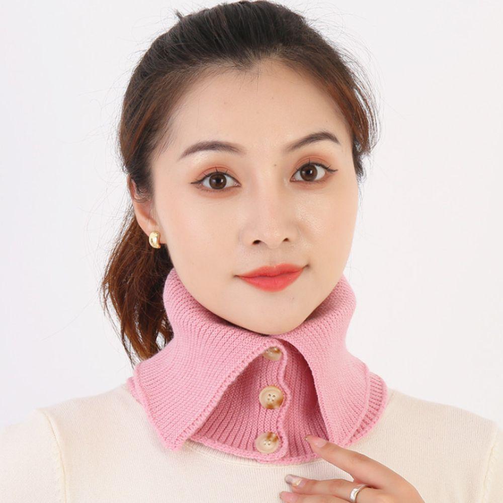 Женский ветрозащитный теплый шарф с пуговицами, защита шеи, водолазка, вязаный искусственный воротник