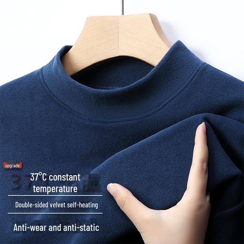 Men's Double-Sided German Velvet Long-Sleeve Warm Turtleneck Top