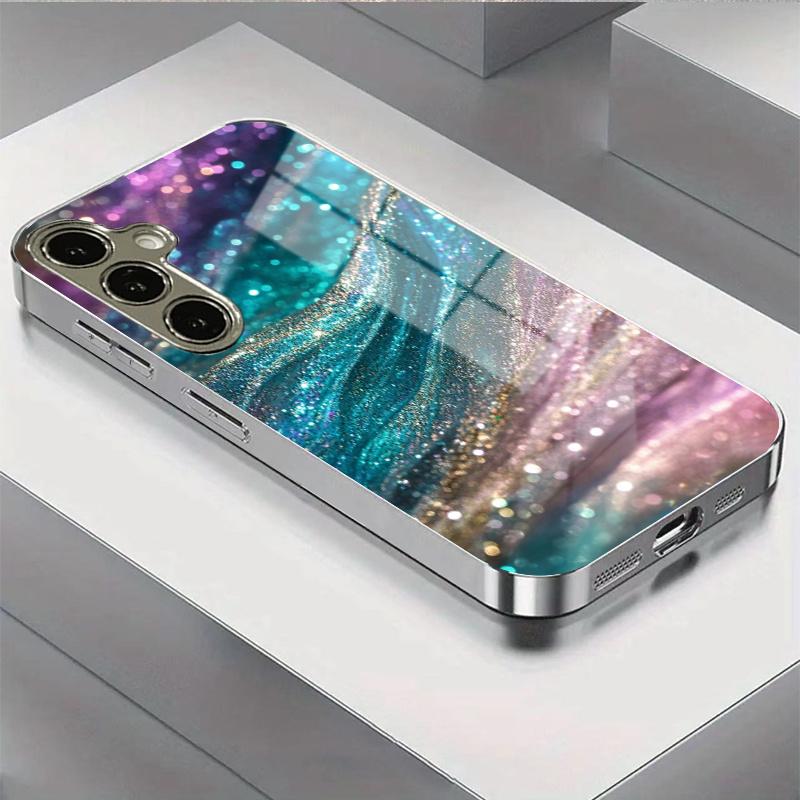 Гальванизированный золотой новый чехол для телефона для Samsung Galaxy S26 Ultra S25 Plus S24 S23 S22 fe закаленное стекло Художественные текстурные узоры