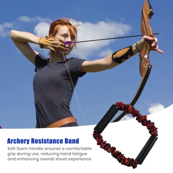 Archery Bow Strength Trainer 25/45/65 Lbs Resistance Exercise Band Arm Strength Training Archery Draw Release Stretch Band Training Aid