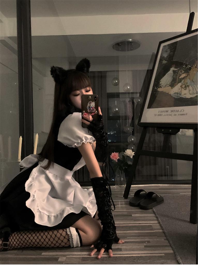 Горничная Косплей Горничная Аниме Корзина с горничной Ограничено в нашем магазине [дом Рины] Косплей, Женское платье, Костюм, Костюм, Косплей, Набор, Повязка на голову,