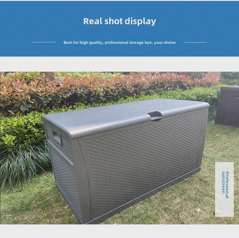 Шкаф для хранения вещей в саду: Водонепроницаемый и солнцезащитный ящик-перекидной верх для использования во дворе семьей на вилле