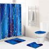 Marble Style Shower Curtain Set with Non-Slip Rugs Toilet Lid Cover and Bath Mats Bathroom Shower Curtain Rugs Accessories