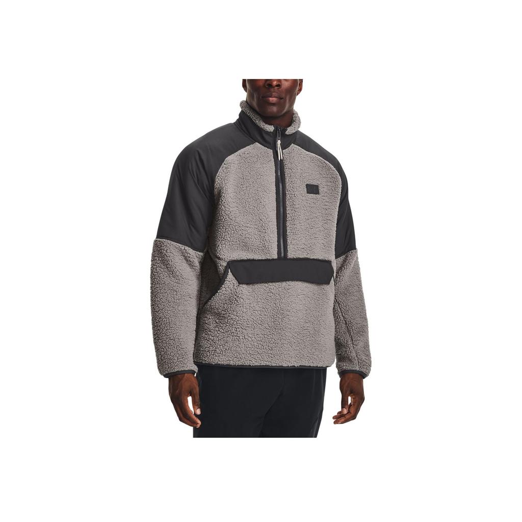 Under Armour Color Block Logo Patch Half Zip Retro Sports Stand Collar Jacket Men Jacket Gray 1373656-294