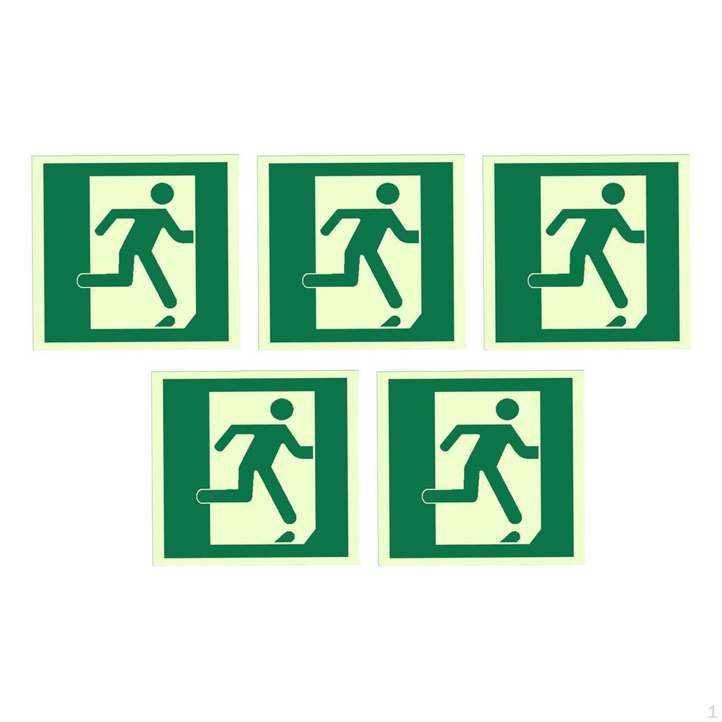 5 Pieces Exit Sign Stickers Waterproof 15x15 Cm for Commercial