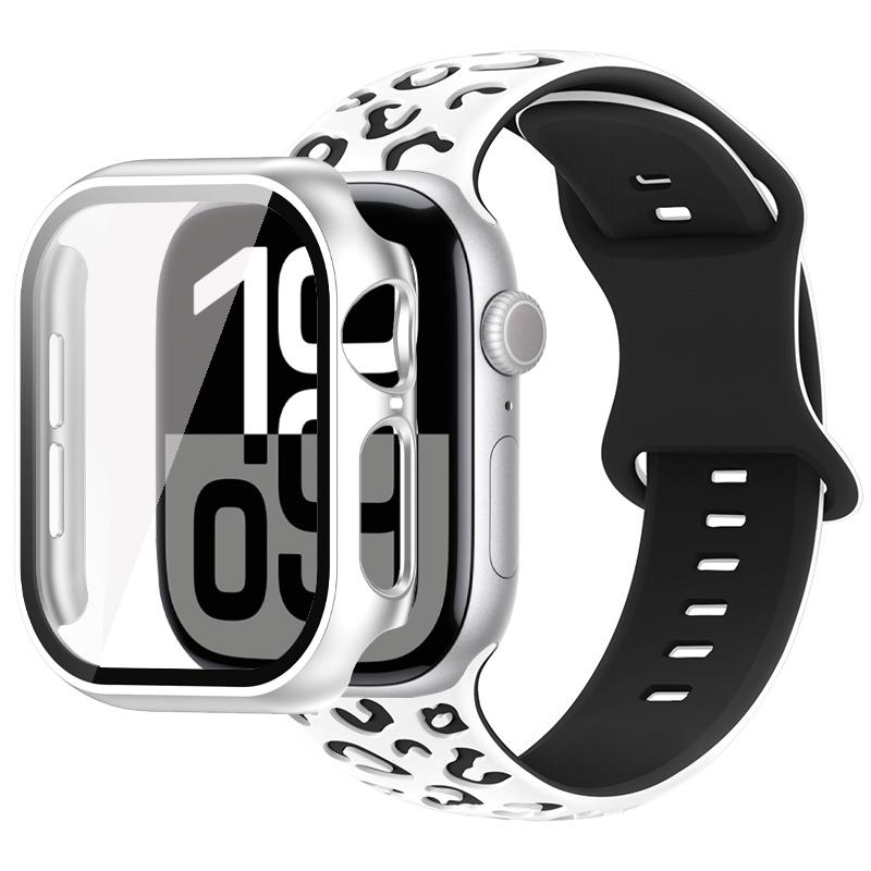 Ремешок-чехол 2в1 для Apple Watch 46 мм 44 мм 41 мм 41 мм 40 мм 38 мм 42 мм Чехол со стеклом для часов+Силиконовый браслет iwatch Series 11 10 9 8 7 6 5 4 SE3
