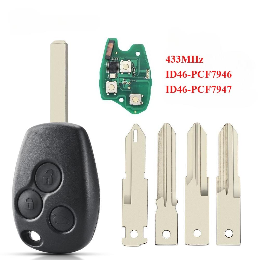 3 кнопки дистанционного ключа автомобиля PCF7946/7947 чип 434 МГц для Renault Trafic Vivaro Primastar Movano для Dacia