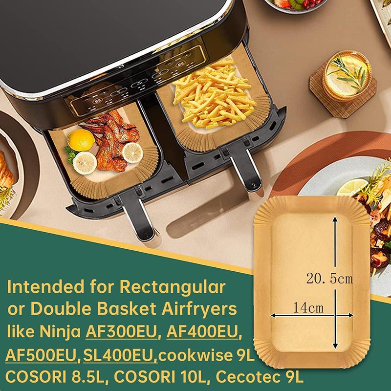 Бумага для выпечки для аэрофритюрницы Ninja Прямоугольные вкладыши, Совместимые с Ninja Foodi Dual Zone и другими двойными