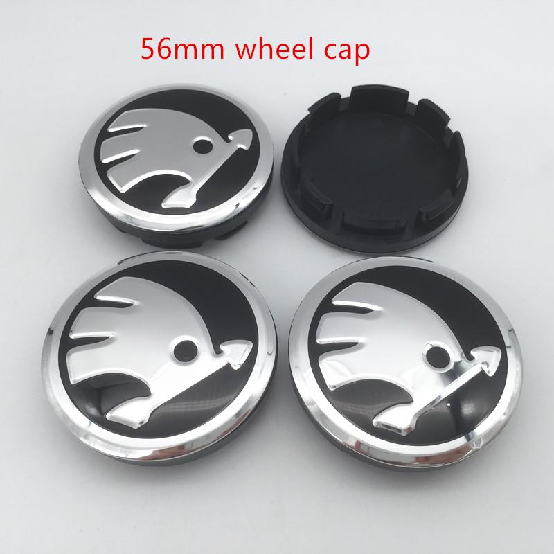 GAM1 4pcs 56mm 60mm 65mm 68mm black/green For Skoda Car emblem Wheel hub Center Cap Badge covers sticker Decals Styling accessories