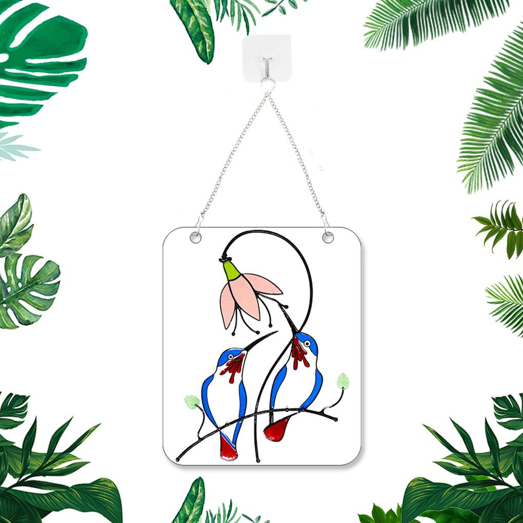 Window Panel Fowl Shape Hanging Pendant Acrylic Stained Panel for Home Decoration