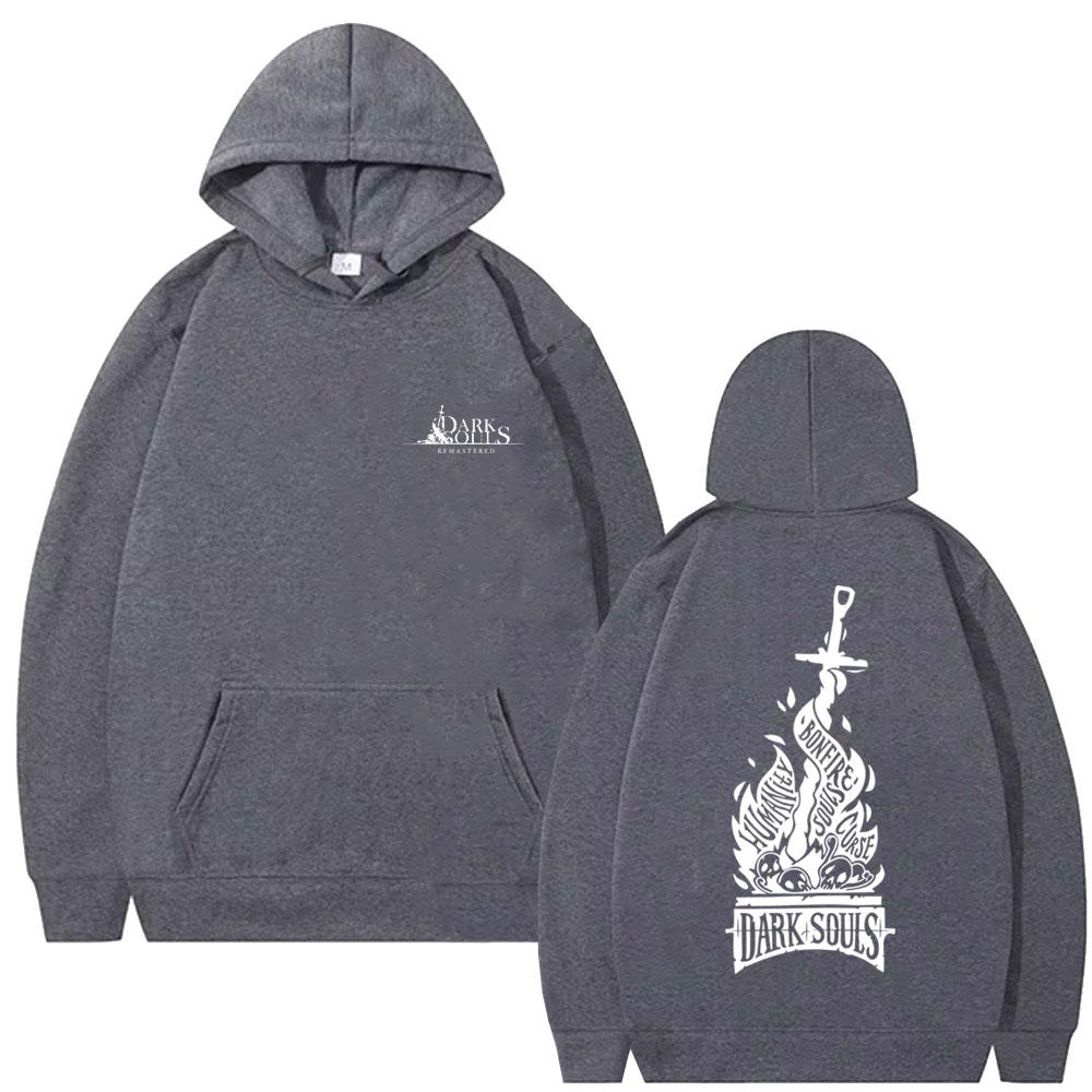 Худи с двусторонним принтом Dark Souls для мужчин и женщин, модная готическая рок толстовка с капюшоном, мужские повседневные худи