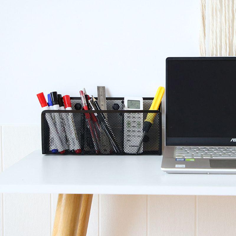 Metal Wire Mesh Magnetic Basket Storage Box Blackboard Chalk Pen Pencil Makeup