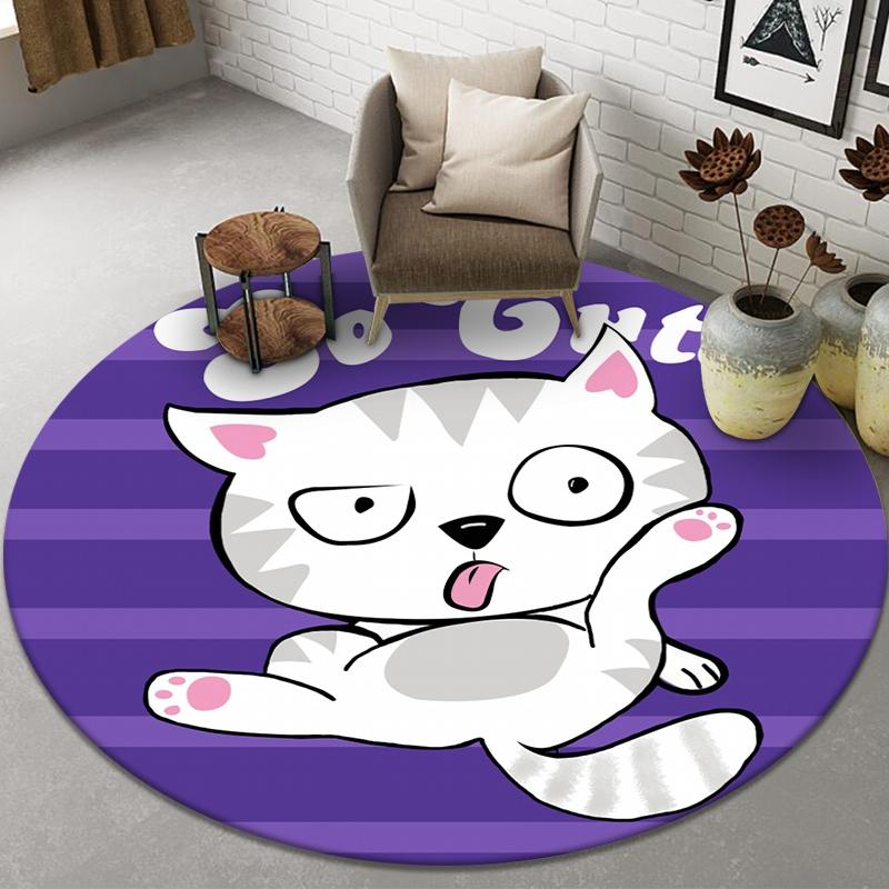 Cute Animal Print Pattern Round Floor Mat Home Bedroom Living Room Decorative Floor Mat Doormat