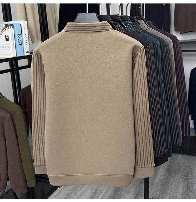 Men's Winter Wool Silk Lapel Two-in-One Sweater with Fleece Lining