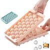 33 Grids Reusable Round Ice Cube Tray with Lid Mini Ice Ball Maker Mold for Freezer Ice Cream Party