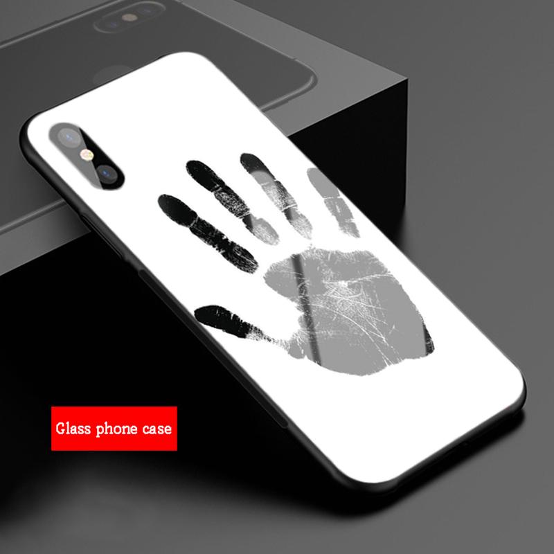 Чехол из закаленного стекла с принтом руки для iPhone 12 11 Pro Max 5 6 7 8 PLUS X XS XR XSMax Shell 12Pro Cover Shell