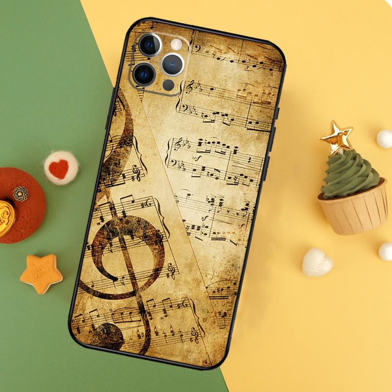 Чехол для телефона iPhone 16 15 14 13 12 11 Pro Max Plus Mini 7 8 X XS Max XR с изображением нотной записи