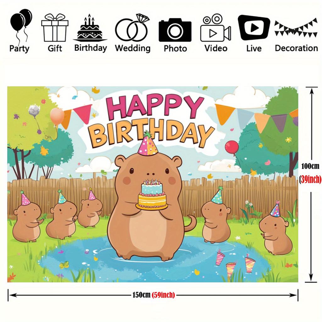 Multi-functional capybara party background cloth - perfect for birthdays weddings etc. - Durable polyester material