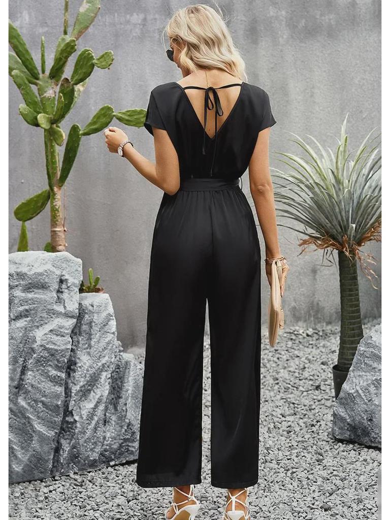 Женский однотонный комбинезон Diyun в европейском и американском стиле - лето 2023 г., свободные широкие брюки