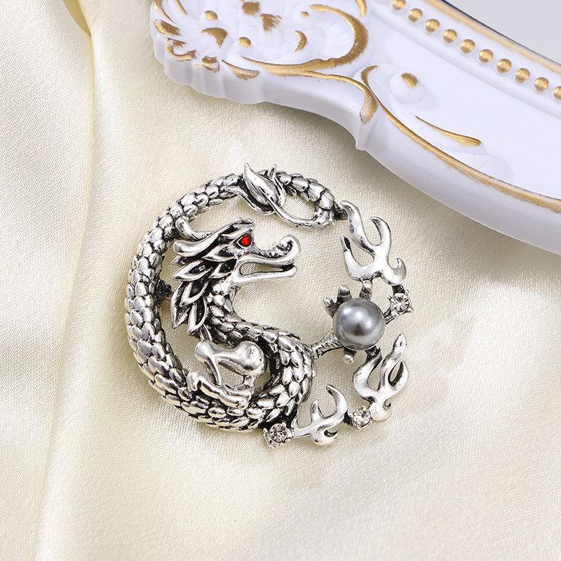 Year Of The Dragon Domineering Chinese Dragon Retro Brooch Men'S And Women'S Trendy Pin Temperament Elegant Brooch Suit Jacket Accessories