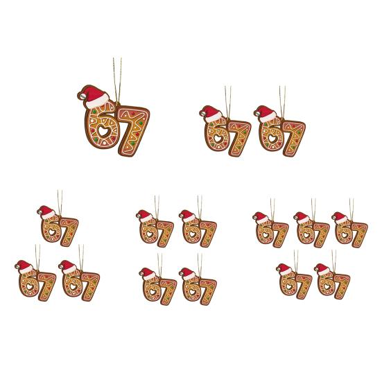 Christmas 67 Acrylic Ornament Six Seven Gingerbread Ornaments Funny 67 Meme Xmas Tree Decorations for Holiday Party Decor