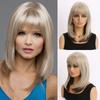 Парики из синтетических волос Короткий парик боб с челкой Белый Женский Смешанный Коричневый Прямой Натуральный Парик Мамочки Костюм для Пожилой Леди Женский Повседневный