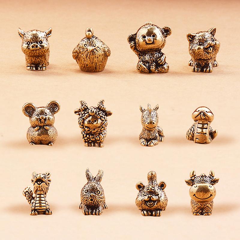 Brass Zodiac Figurines Zodiac Horse Desk Ornament Animals Statue Collectible Car Interior Desk & Home Decor Perfect Gift