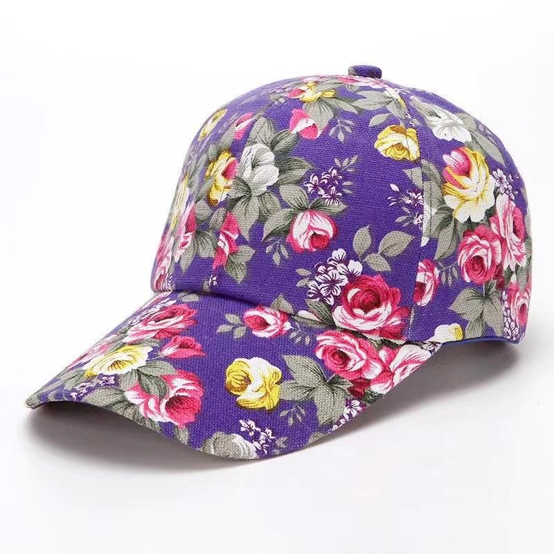 Fashion Women's Summer Cap Floral Print Trucker Hat Outdoor Streetwear Cap Female Baseball Cap With Flowers And Plants Design