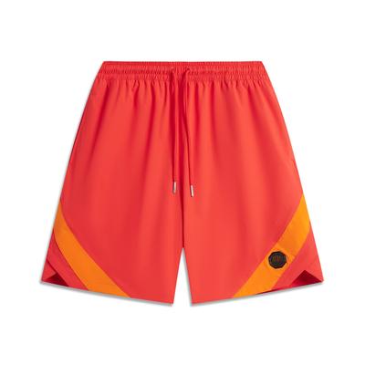 Li Ning Баскетбольная Серия Bad Five Цветовой Блок Средняя Посадка Шнурок Дышащие Универсальные Свободные Спортивные Шорты Мужские шорты AKSV747-3