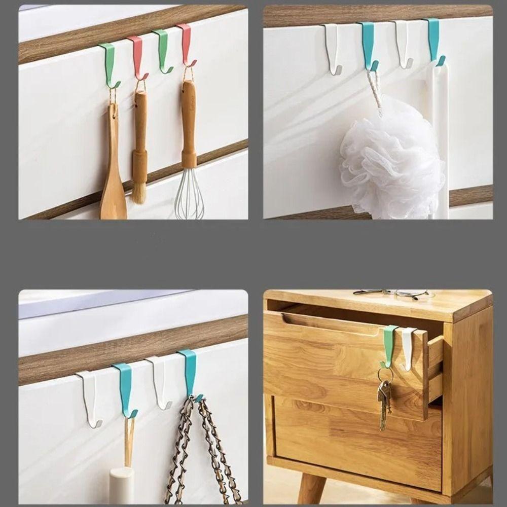 4pcs Not Damage Door Door Rear Hanger Metal Storage Hook Convenient Cabinet Door Hook Home