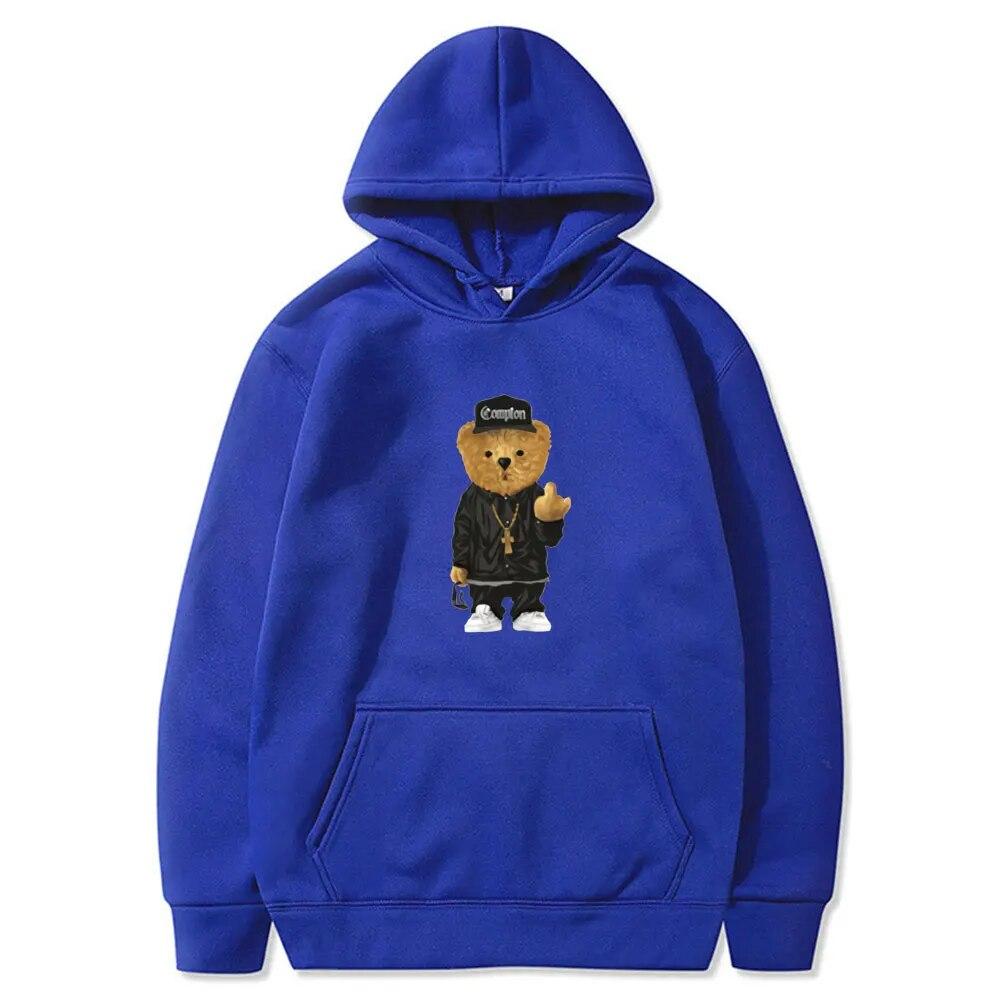 Autumn Winter Hoodies Unisexs Harajuku Toy Bear Print Hooded Sweatshirts Streetwear Hip Hop Casual Pullover Fashion Unisex Clothing