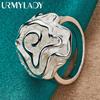 925 Sterling Silver Rose Flower 6-10# Ring For Women Wedding Party Fashion Charm Jewelry