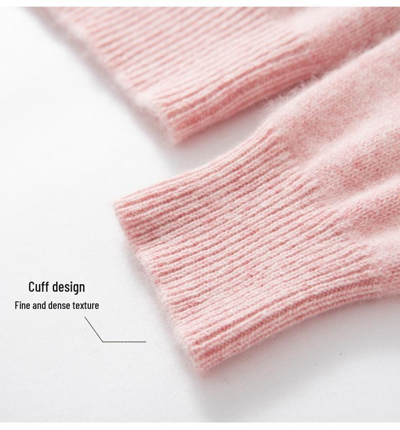 Women's 100% Cashmere Pullover Sweater, Half-High Collar, Long Sleeve, Thick Knit, Autumn/Winter Style.