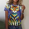 2024 New Summer Graffiti 3d Printing Women's T-Shirt Elegant Short-Sleeved Round Neck Casual Funny Tops Vintage Female T-Shirt