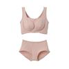 Venex Shirred Bra and Elasticless Panties Smoky Size L Women's (Padded) Set, Pink,