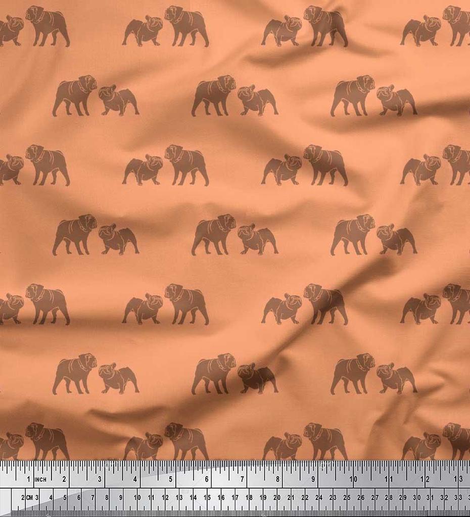 Soimoi Японская креп-сатиновая ткань с принтом Bull Dog на метр шириной 42 дюйма