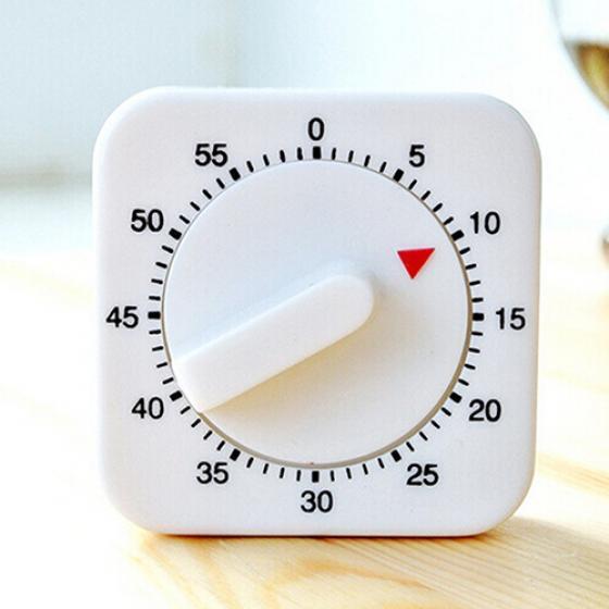 Novelty White Square 60-Minutes Mechanical Timer Reminder Counting for Kitchen MIT