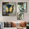 Абстрактная роскошная картина на холсте с бабочкой, настенная живопись, золотые постеры с бабочками и принты для украшения стен гостиной Cuadros