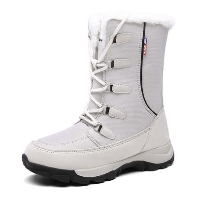 Новые модные непромокаемые теплые зимние ботинки, женские зимние сапоги, ботильоны из искусственной кожи, нескользящая женская обувь до середины икры на шнуровке, размер 42