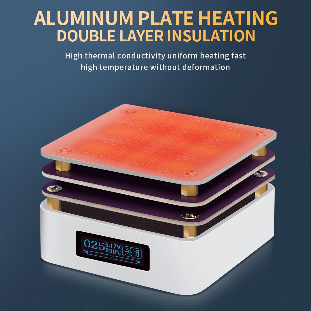 Мини Регулируемый Нагревательный Столик с Постоянной Температурой Тип-C USB Нагревательная Пластина для Пайки Нагревательный Столик Инструменты для Ремонта Цифровой Дисплей 65 Вт 20 В