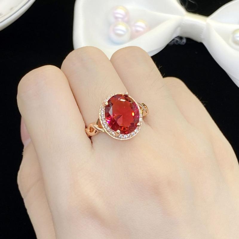 BELLA BOX New Temperament Red Oval Shape Elegant Opening Rings For Women Zircon Wedding Engagement Party Fine Jewelry Gift