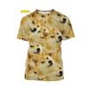 Смешная 3D футболка с графическим принтом собаки Doge Shiba Inu для мужчин Одежда Повседневная Мода Уличная одежда Поп Унисекс Харадзюку Женские Топы Футболки