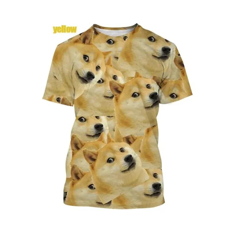 Смешная 3D футболка с графическим принтом собаки Doge Shiba Inu для мужчин Одежда Повседневная Мода Уличная одежда Поп Унисекс Харадзюку Женские Топы Футболки