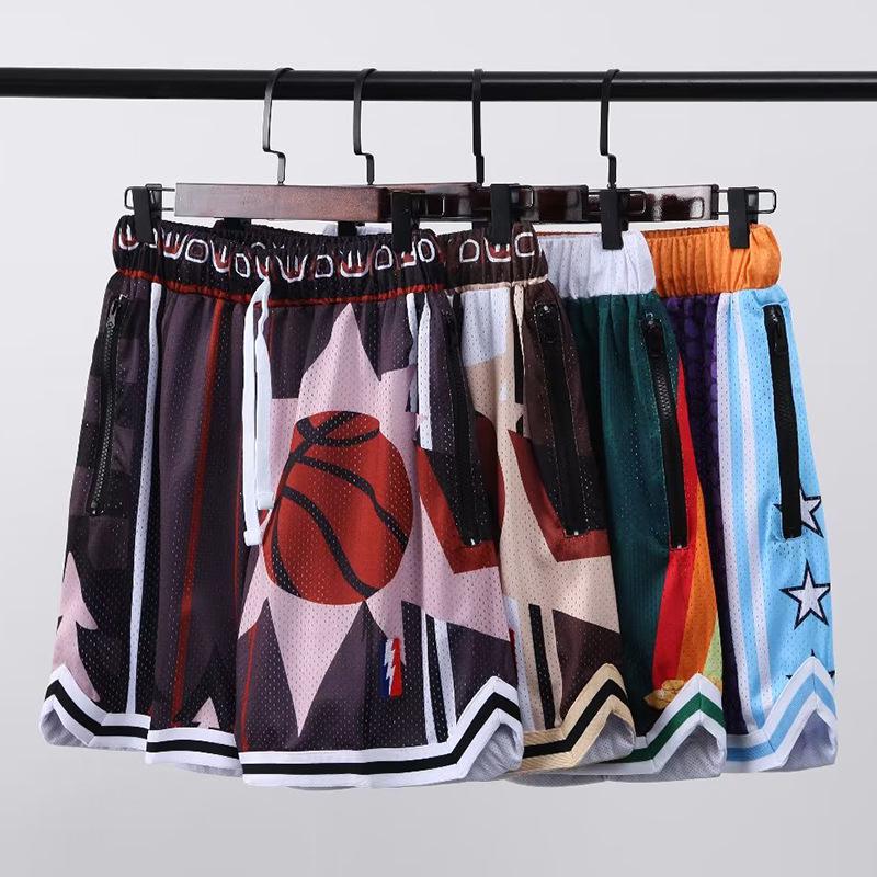 Unisex Retro Mesh Basketball Shorts - Breathable, Double-Layer, Above-Knee Casual Wear for Summer