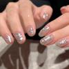 24 шт./набор серебряных блестящих накладных ногтей Press on Nail Finished Manicure