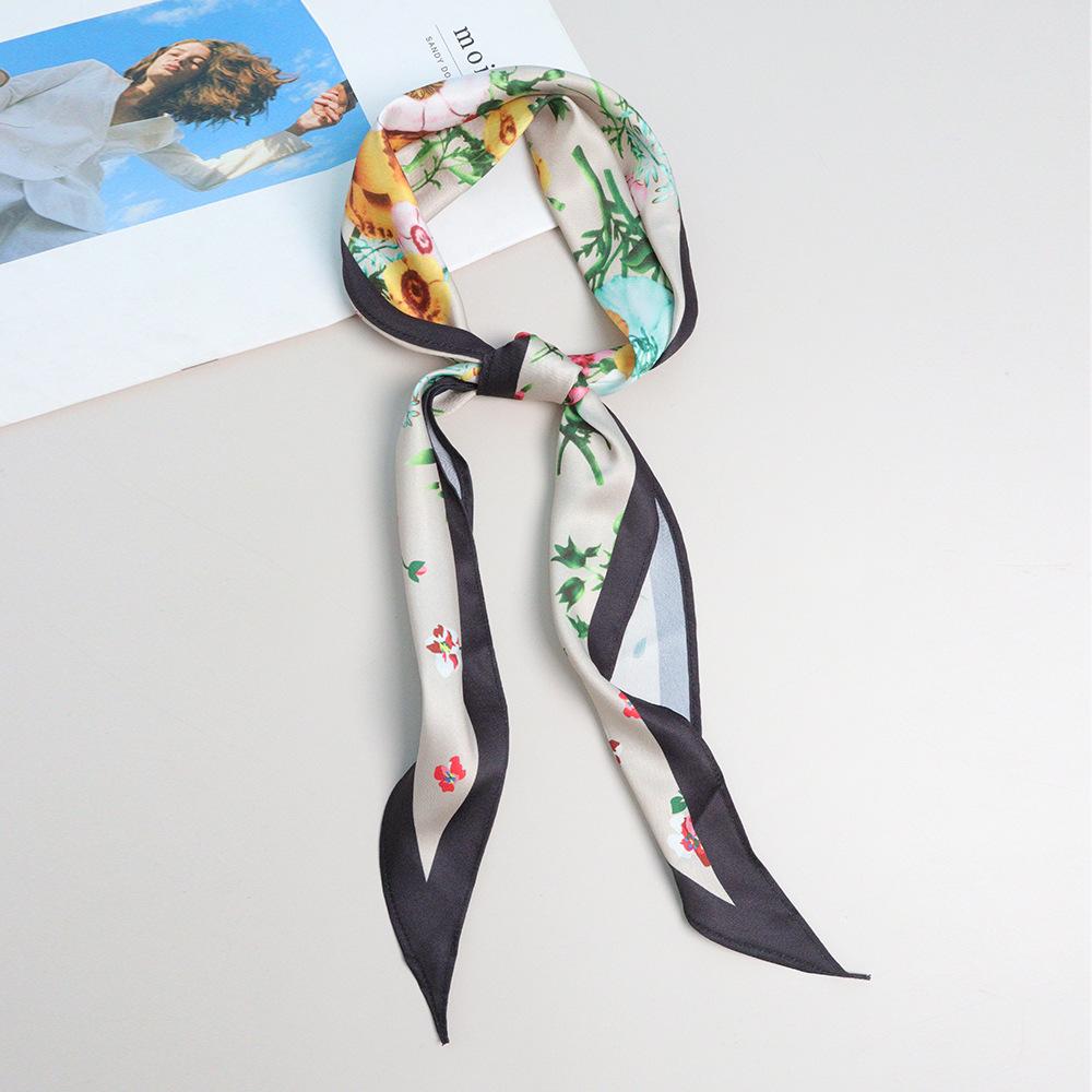 Spring new French literary and artistic simulation silk rhombus scarf imitation fragrant cloud yarn silk scarf women's French elegant small floating b