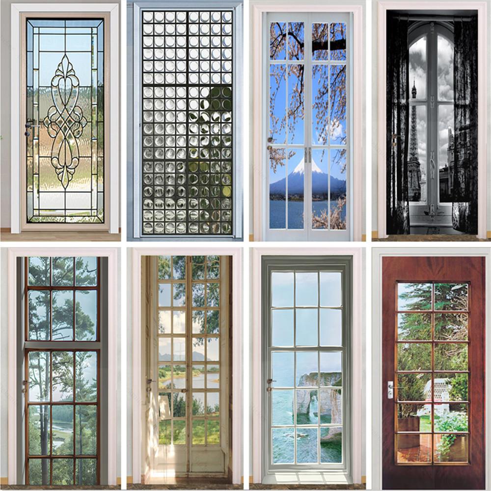 Glass Outside Landscape Door Stickers Muraux Home Wedding Decoration Wallpaper Poster Room Decor Aesthetic Bathroom