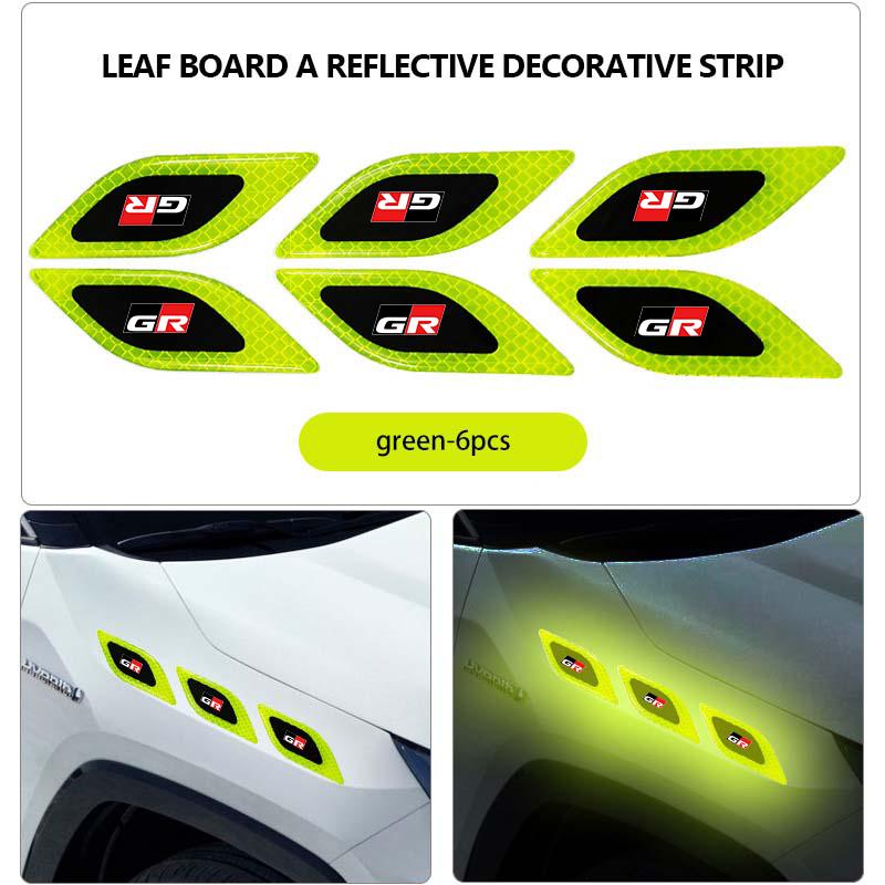 For S6 Car Reflective Badge Auto Side Body Fender Safety Warning Sticker GRsport Hilux Aygo Yaris Corolla Rav4 CHR Auris JH6