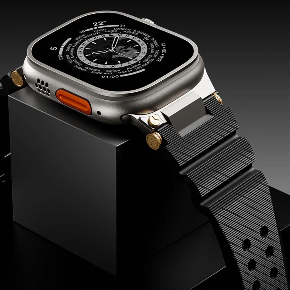 Мужской силиконовый ремешок для Apple Watch 49 мм 46 мм 45 мм 44 мм Роскошный спортивный ремешок для Iwatch Серии 10 9 8 7 6 5 4 Se Ultra 1 2 Браслет